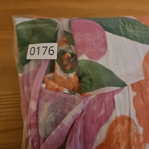 BANJANAN Euphoric Bloom Vivid Floral Flowy Cotton Dress Blouson Sleeve Small - Picture 11 of 11